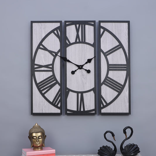 3 pc grey wall clock