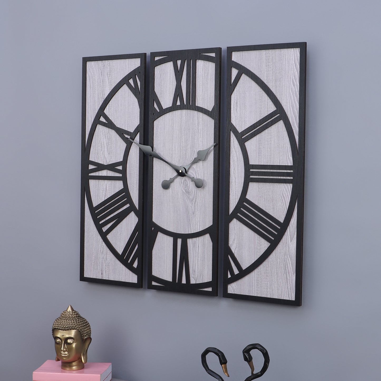 3 pc grey wall clock