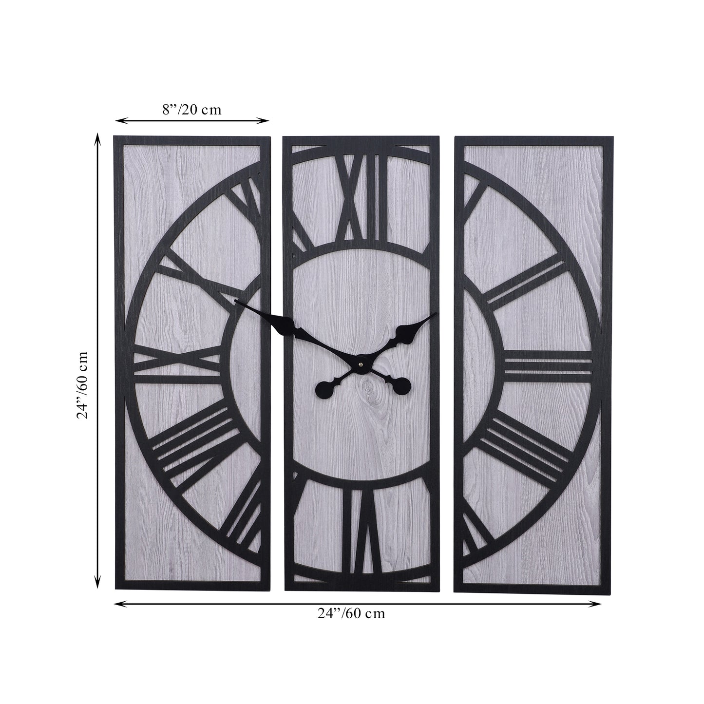 3 pc grey wall clock