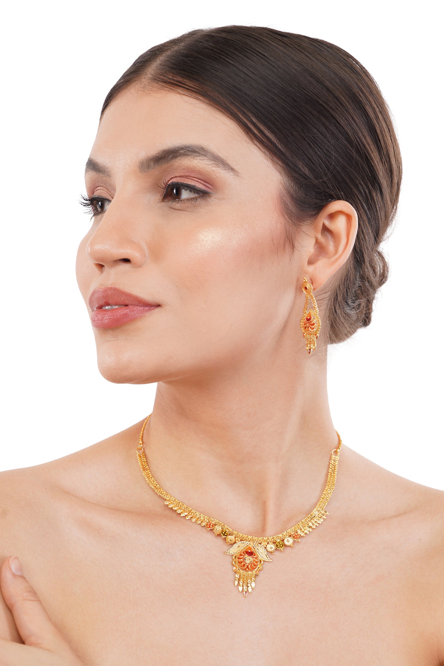 1GM gold - plated necklace with earing