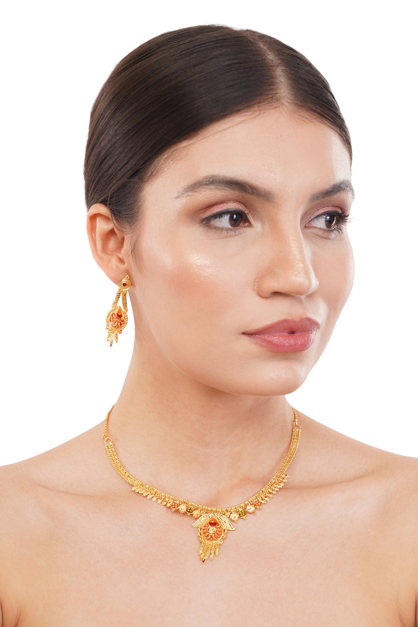 1GM gold - plated necklace with earing