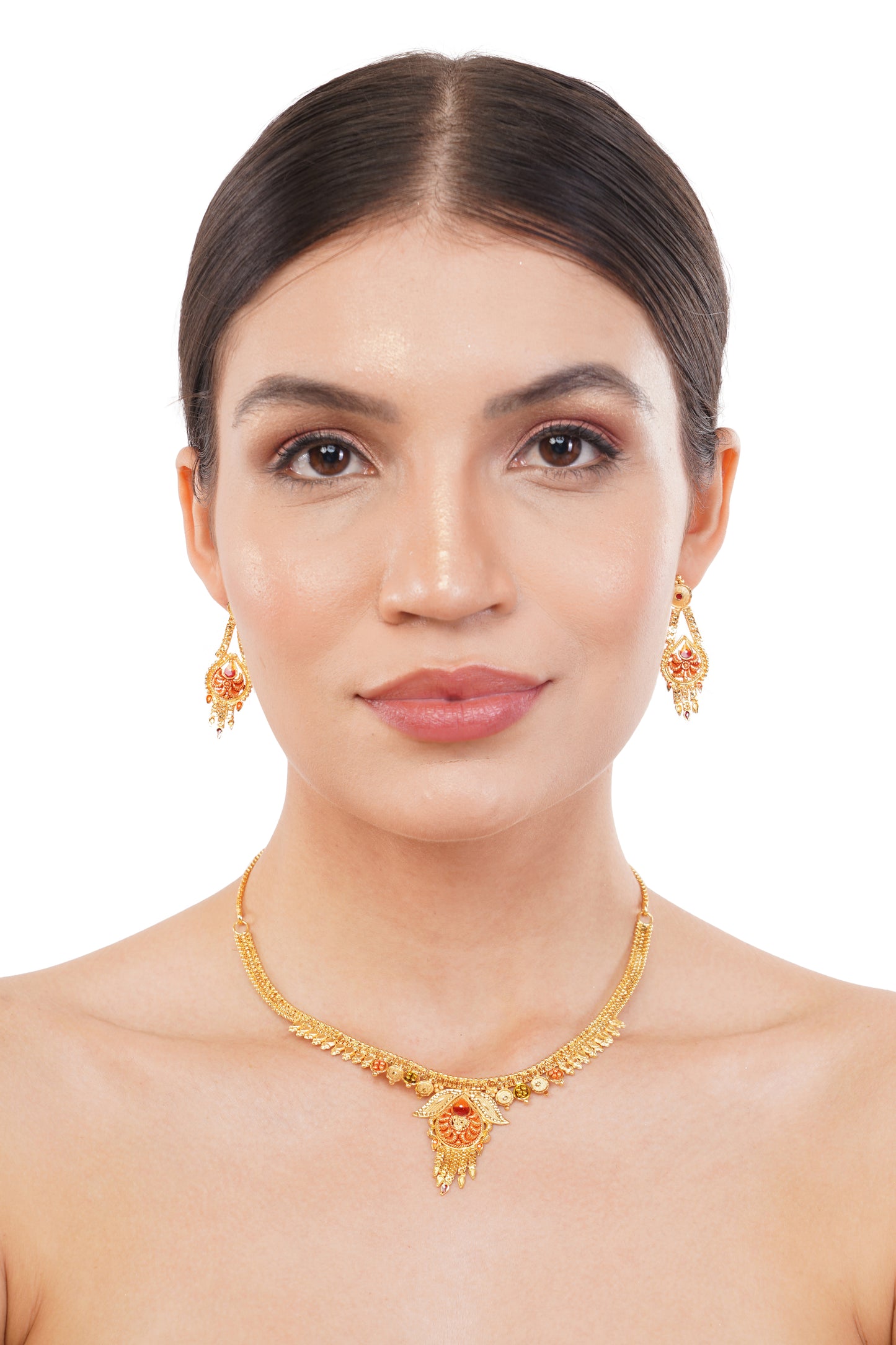 1GM gold - plated necklace with earing